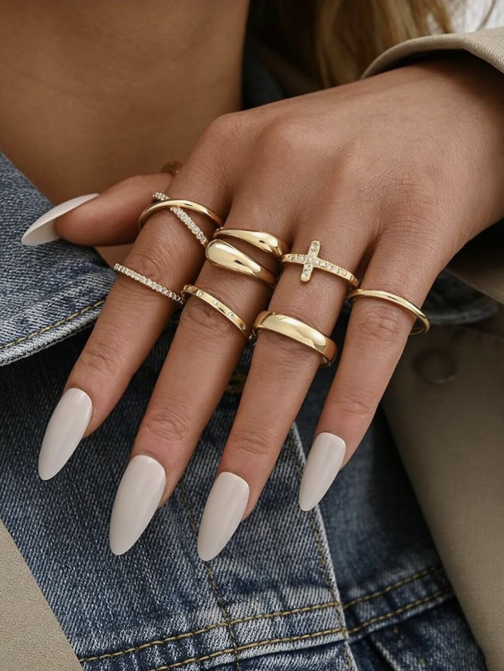 Gold Stackable Ring Set - Picture 7 of 7